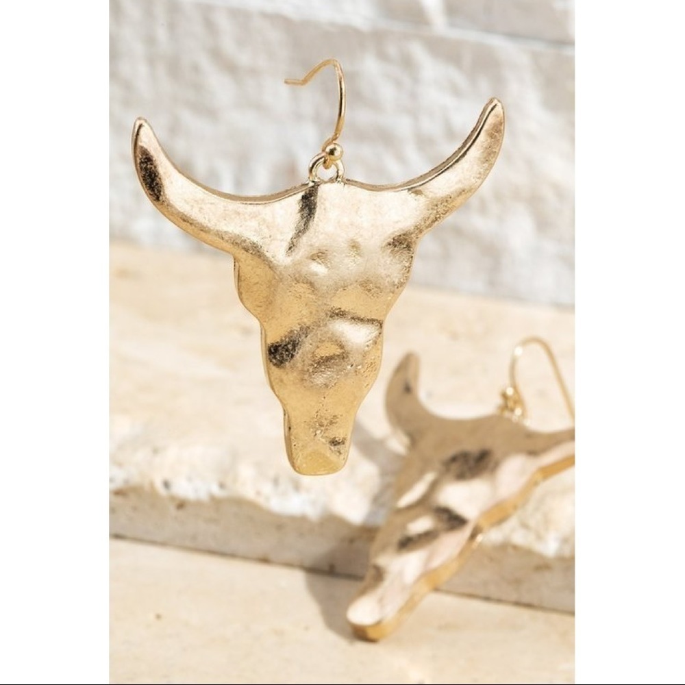 Bull Head Gold Earrings